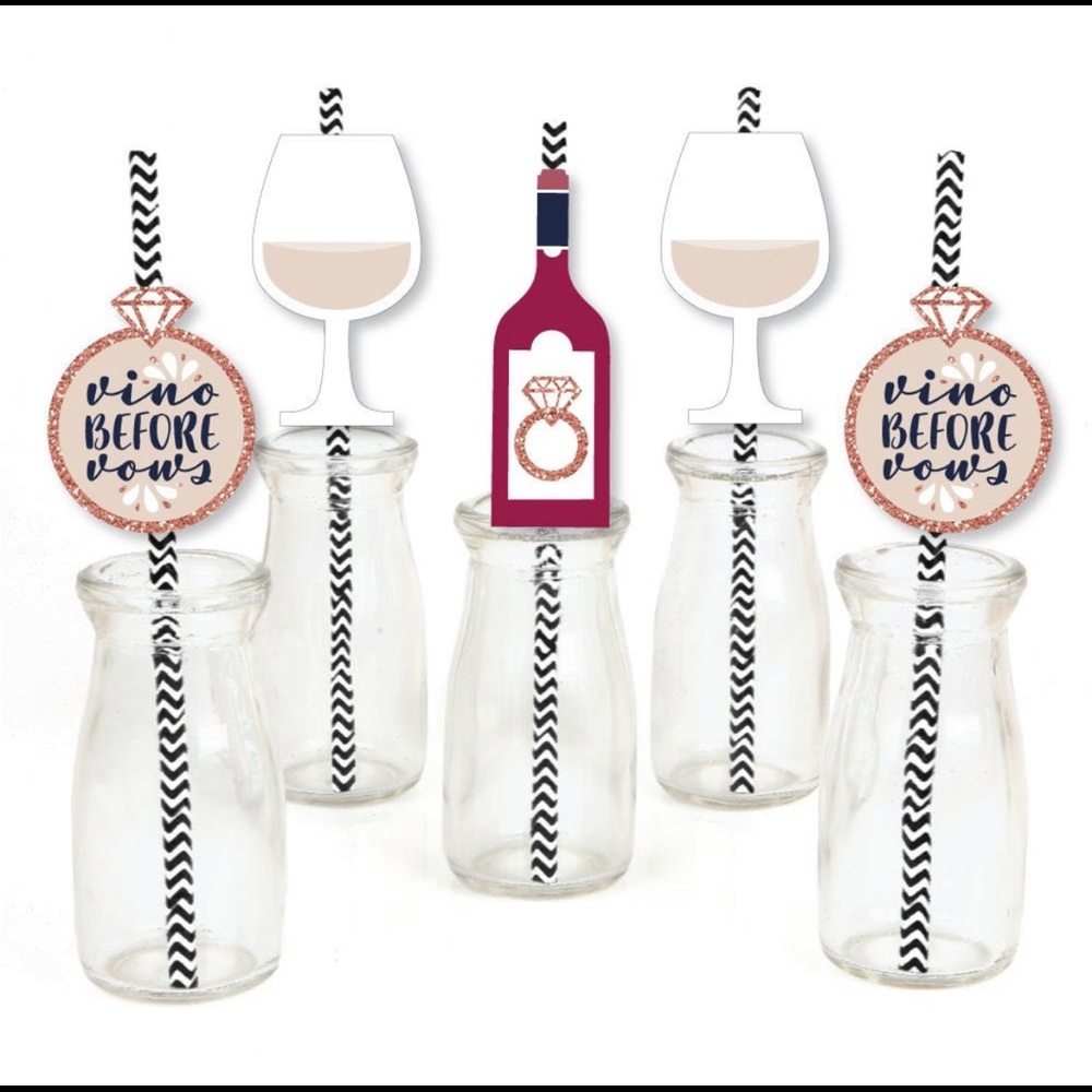 Vino Before Vows Straws